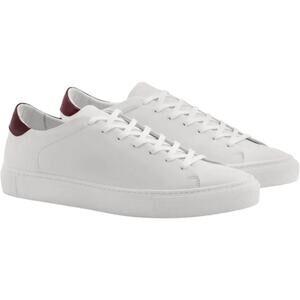 Beckett Simonon Reid Sneakers Low Top Lace Up Leather White Bordeaux Red 11